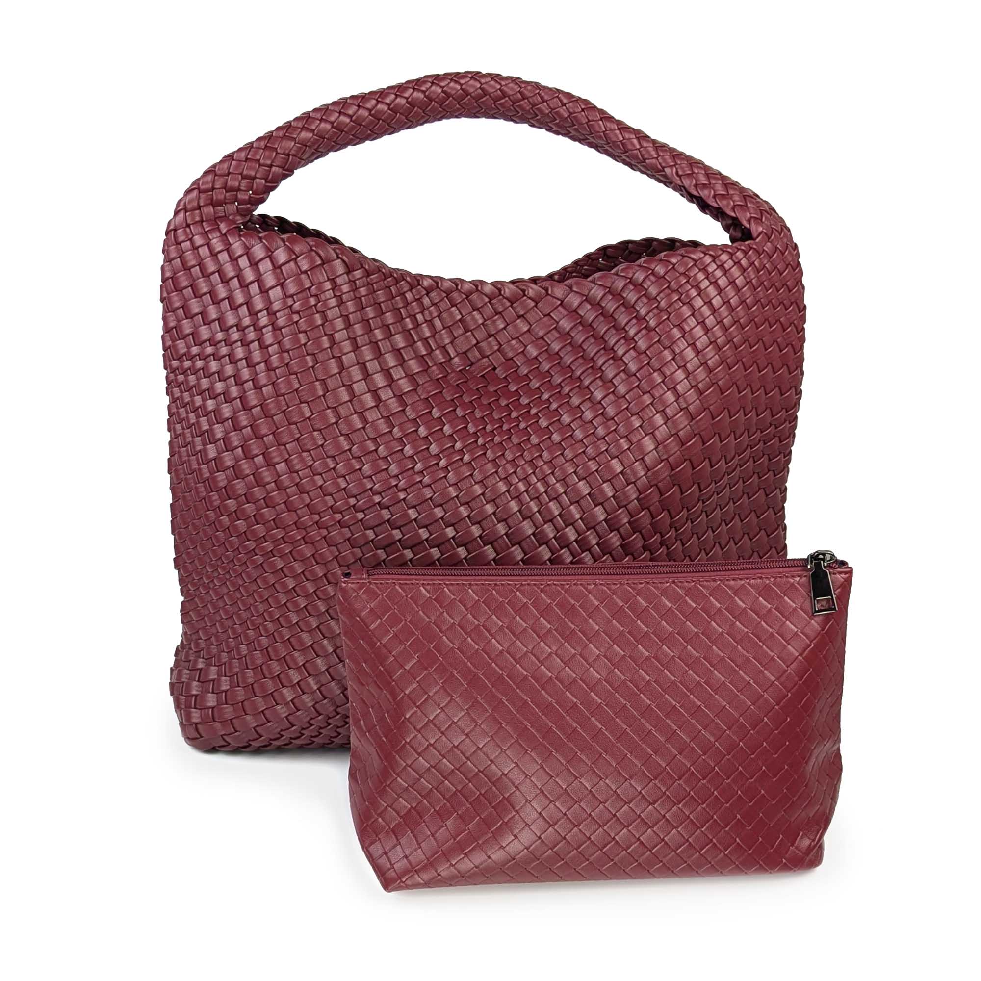 The Amara Woven Bag - Wine Red Nemildn