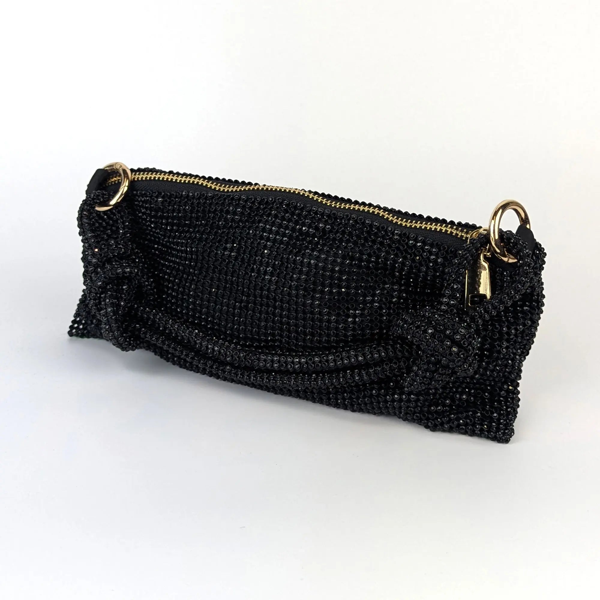 Bisi Rhinestone Clutch Bag - Midnight Noir  | NEMILDN