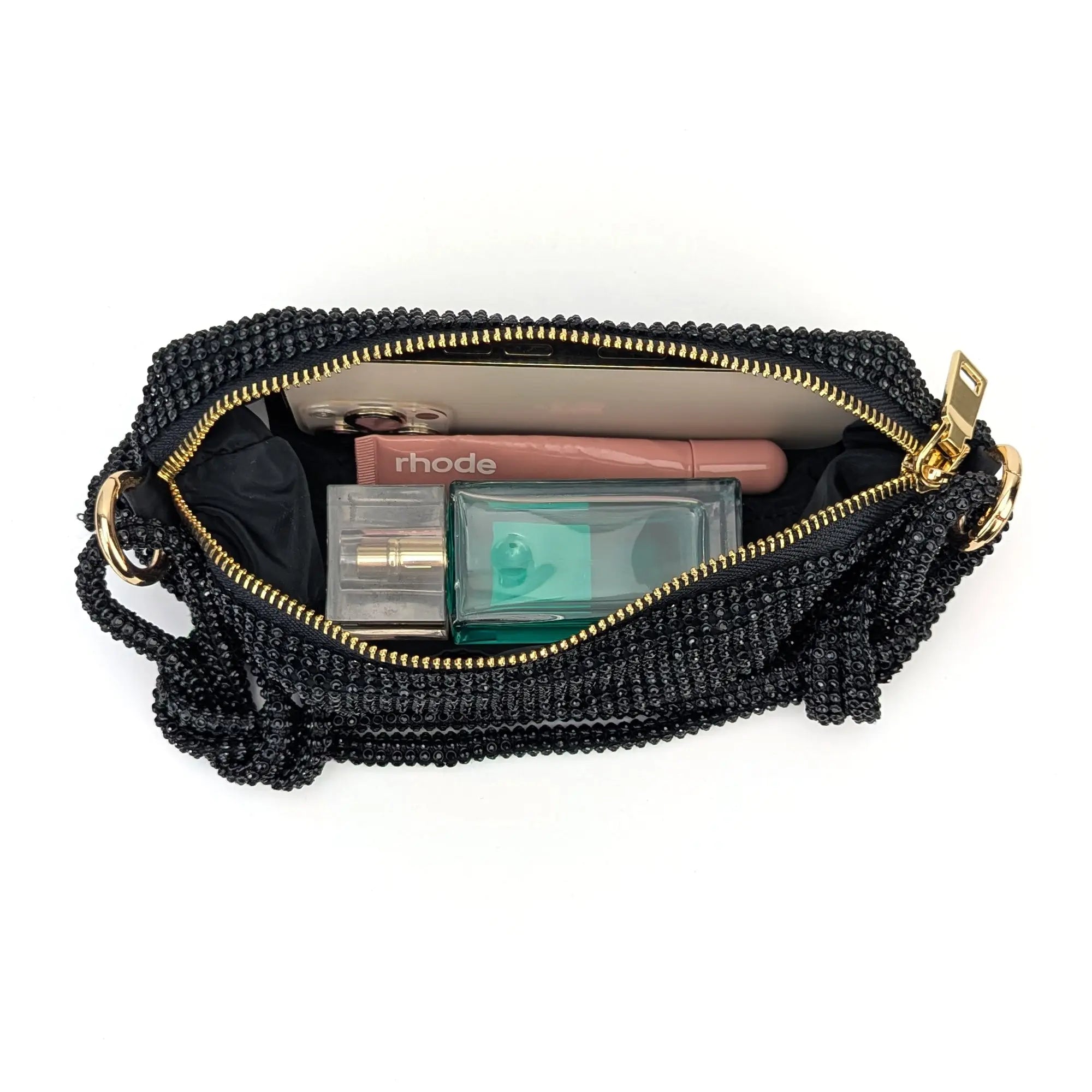 Bisi Rhinestone Clutch Bag - Midnight Noir  | NEMILDN