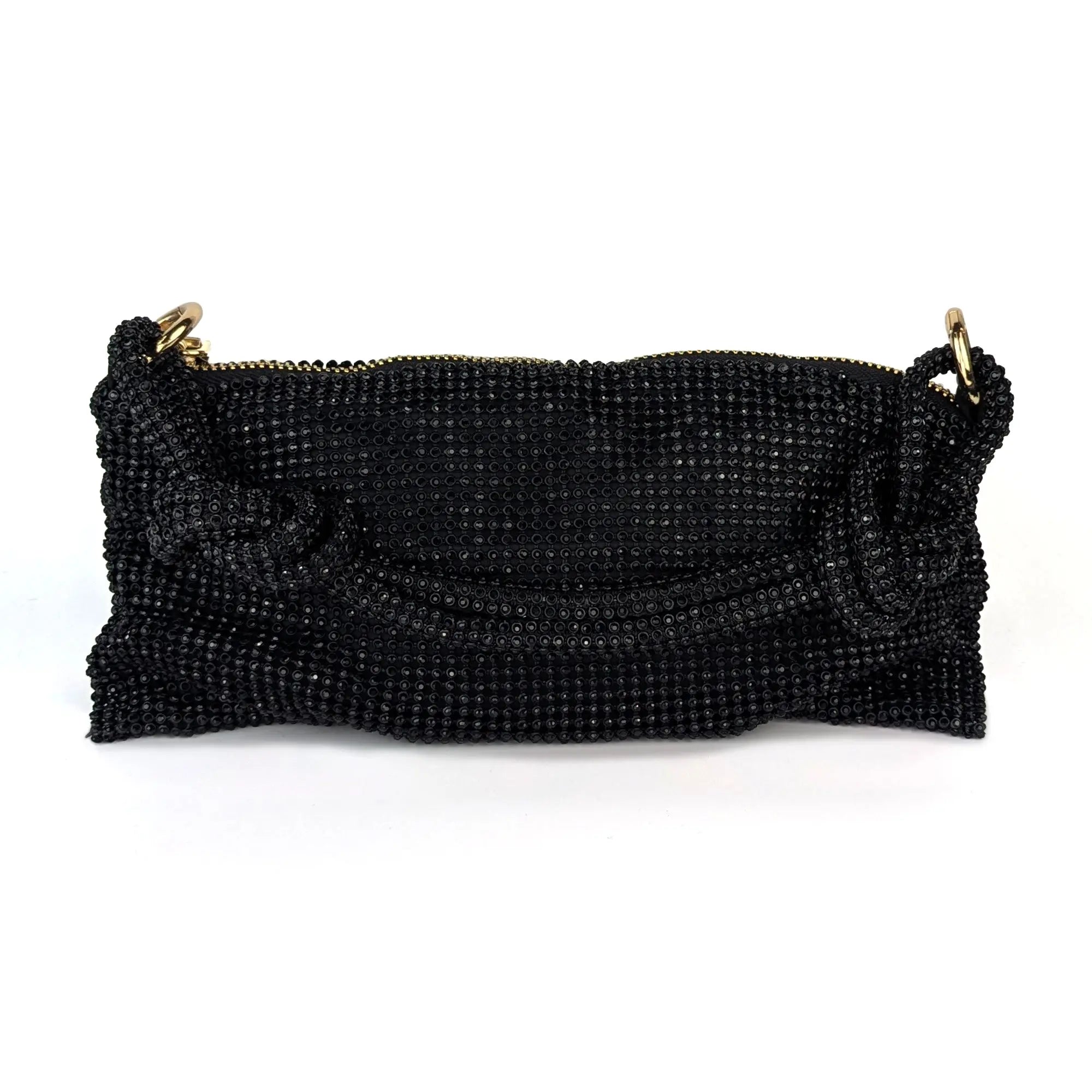 Bisi Rhinestone Clutch Bag - Midnight Noir  | NEMILDN