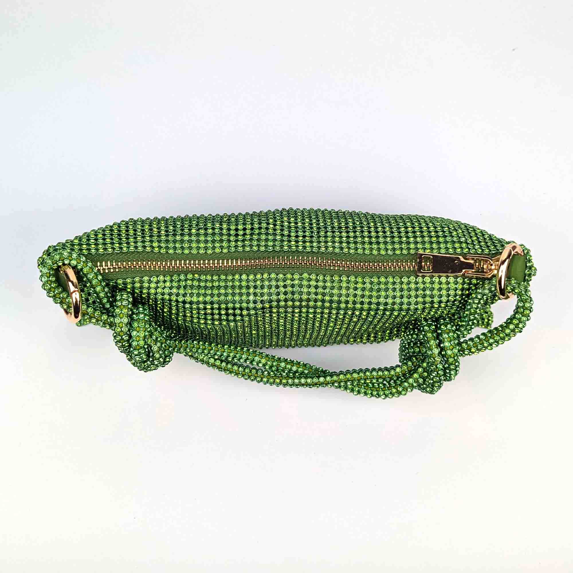 Bisi Rhinestone Clutch Bag - Matcha Green | NEMILDN