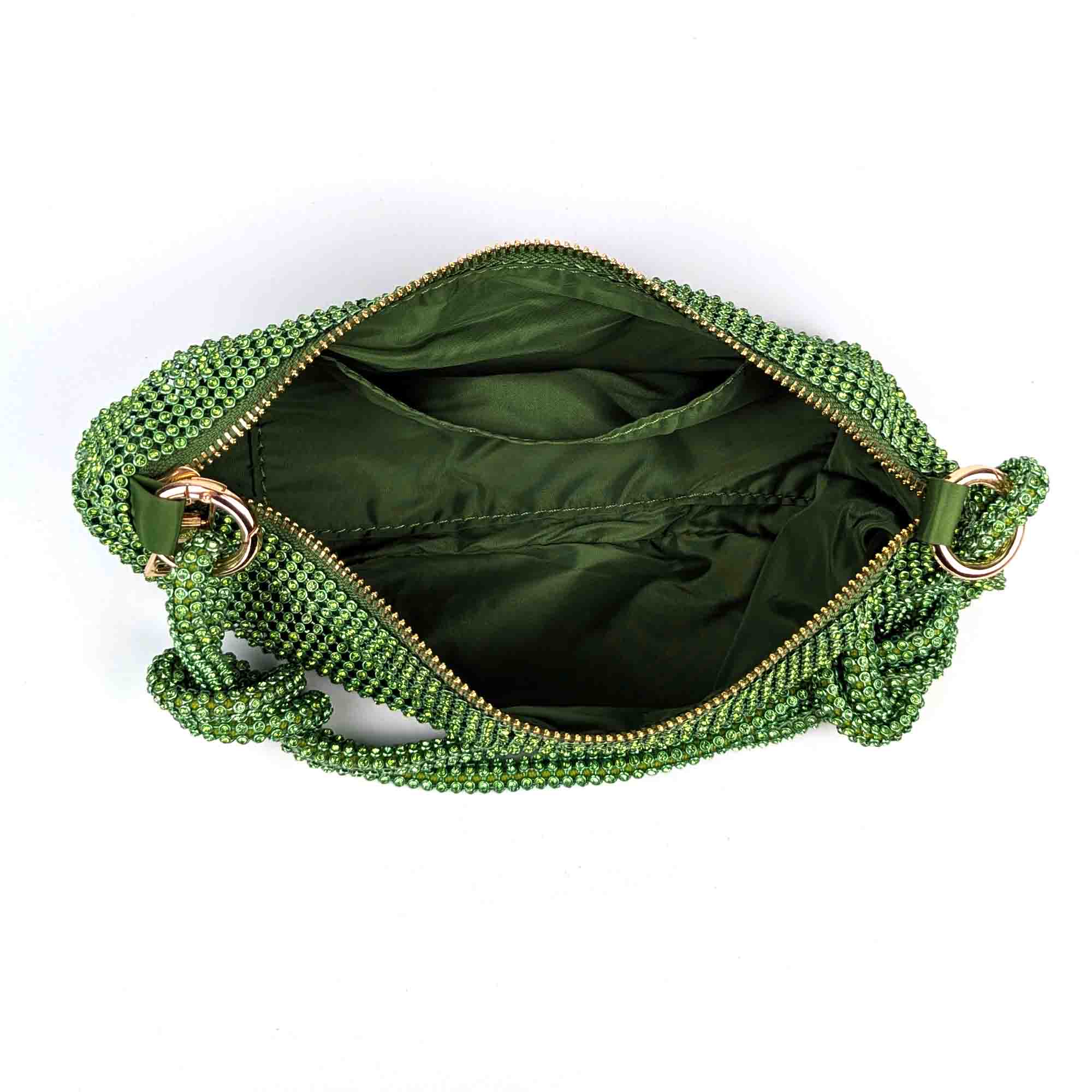 Bisi Rhinestone Clutch Bag - Matcha Green | NEMILDN