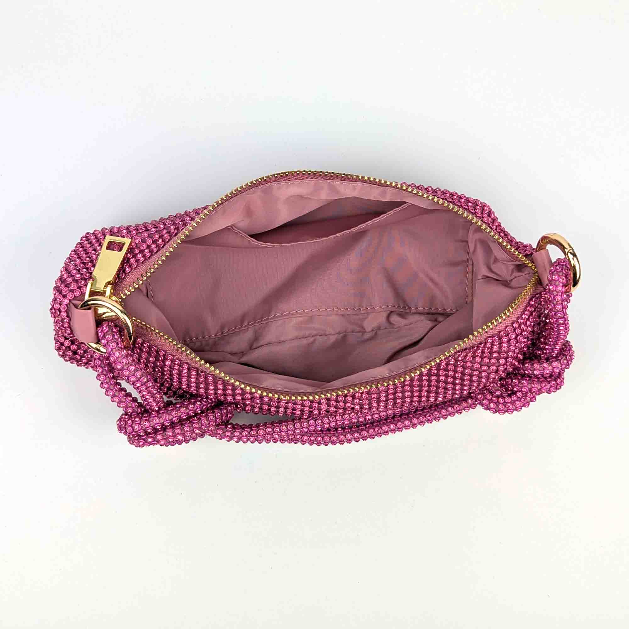 Bisi Rhinestone Clutch Bag - Pink Glimmer | NEMILDN