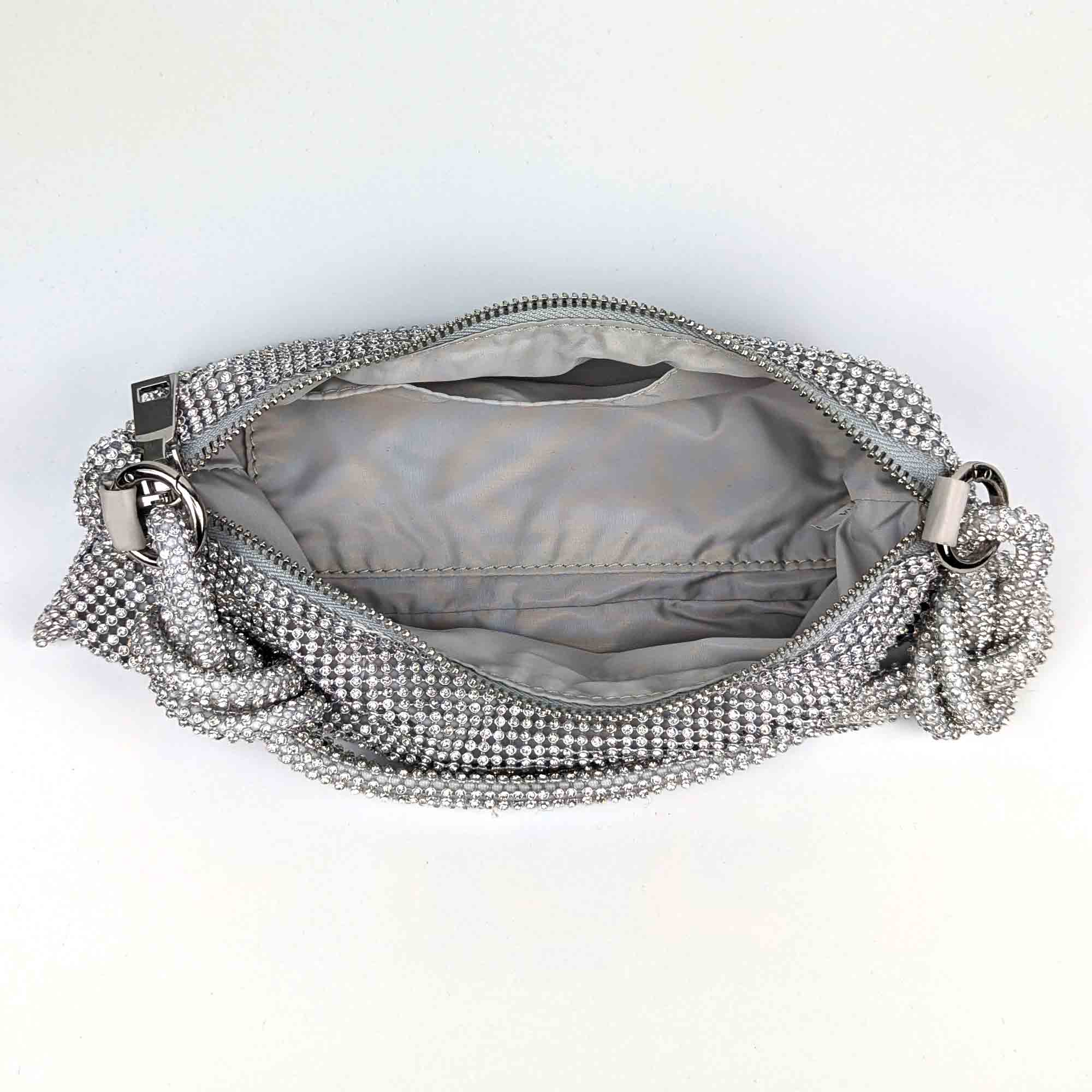 Bisi Rhinestone Clutch Bag - Cosmic Silver | NEMILDN