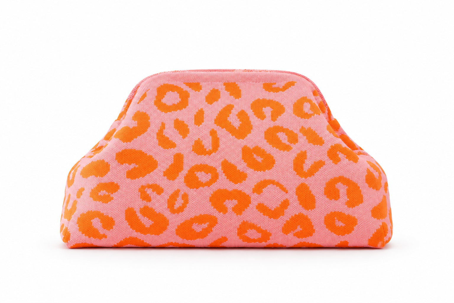 The Printed Clutch Bag in Orange Leopard Print Nemi London