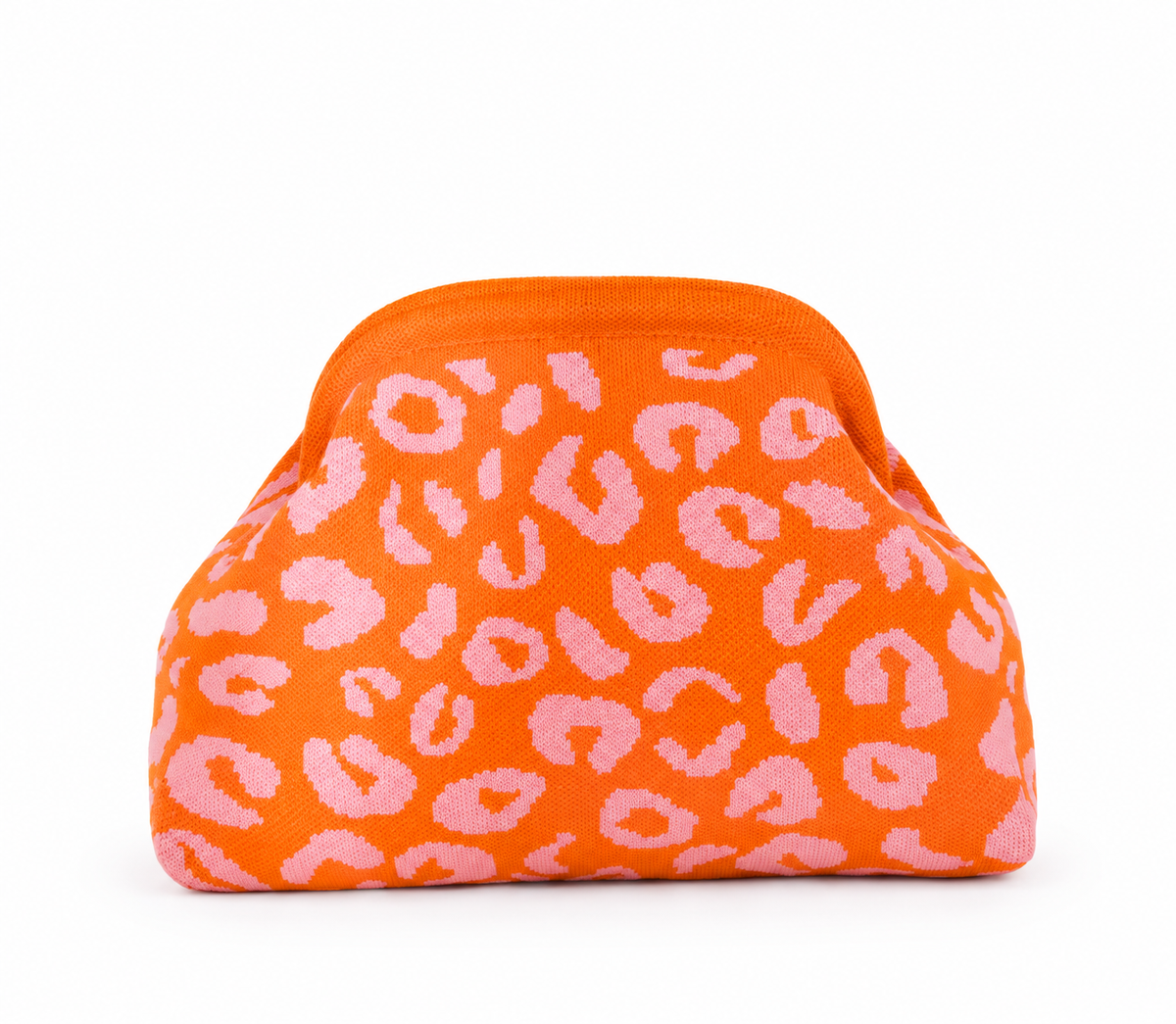 The Printed Clutch in Orange Leopard Print Nemi London