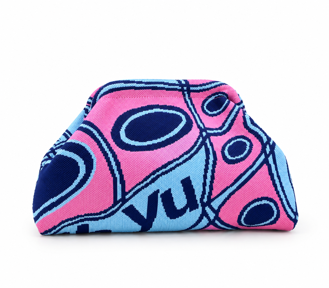 The Printed Clutch in Blue and Pink Nemi London