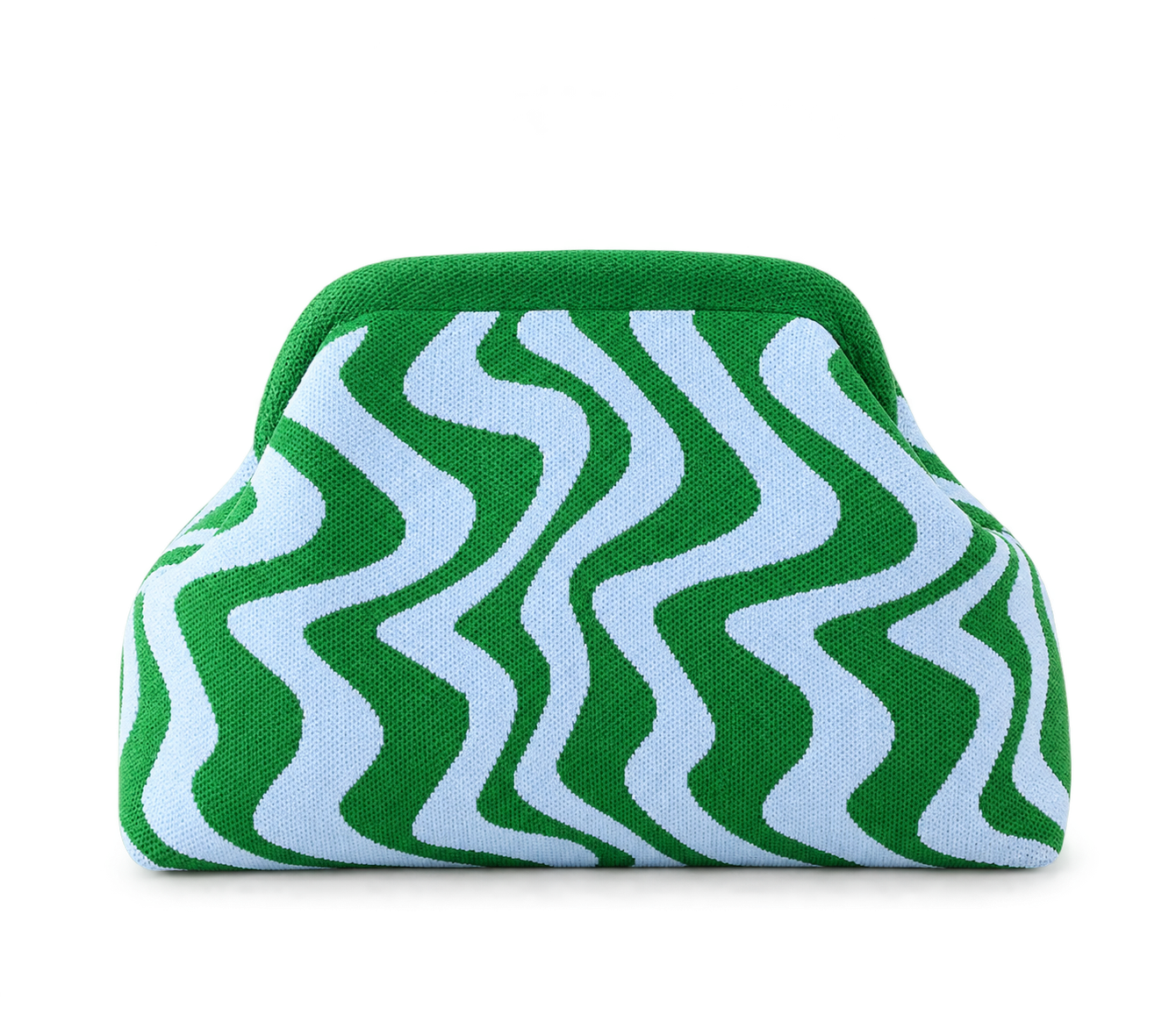 The Colour Block Zig Zag Clutch in Blue and Green Nemi London