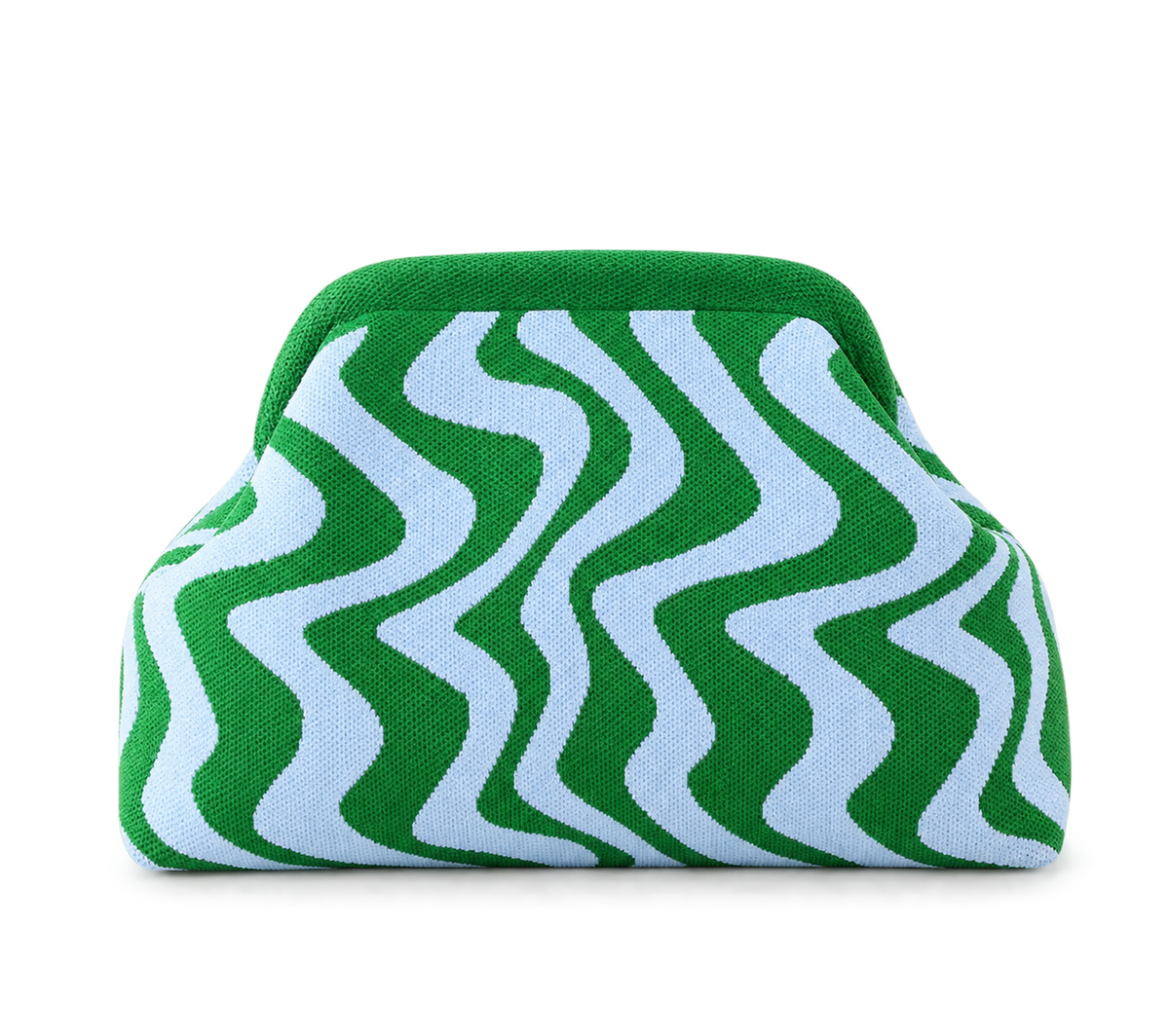 The Colour Block Zig Zag Clutch in Blue and Green Nemi London