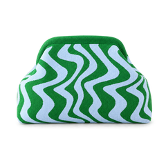 The Colour Block Zig Zag Clutch in Blue and Green Nemi London