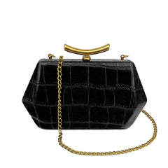 The Croc Clutch in Black Nemi London
